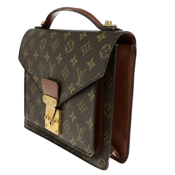 Louis Vuitton LV Monceau S-Lock Bag Brown Monogram and Prada wallet on Chain - Picture 8 of 15